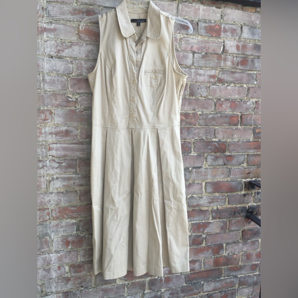 Willi Smith Cream Midi Sundress with Mandarin Collar